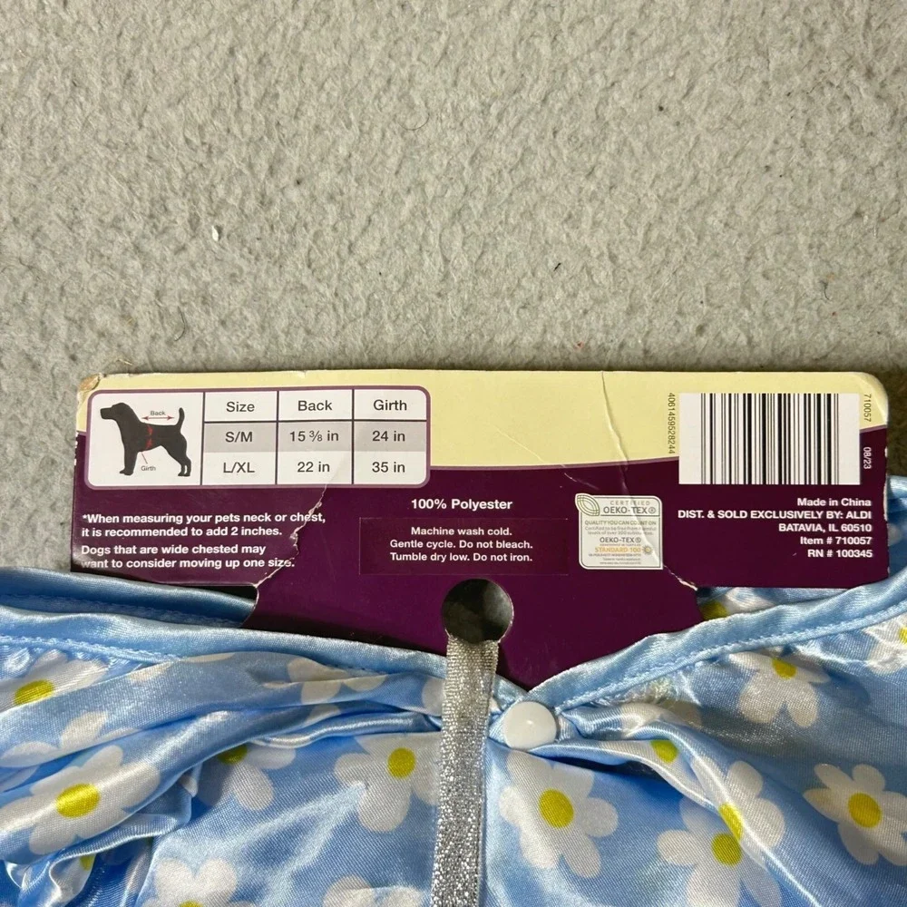 Heart To Tail Pet Bathrobe L/XL Blue Daisy‎ Design 100% Polyester Large Dog
